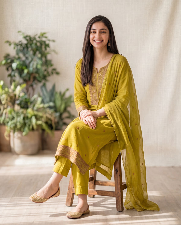 Mehendi Paisley Kurta Set