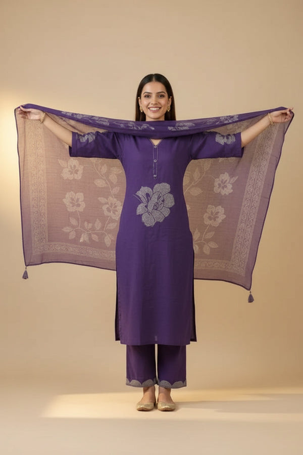 Deep Purple Embroidered Set