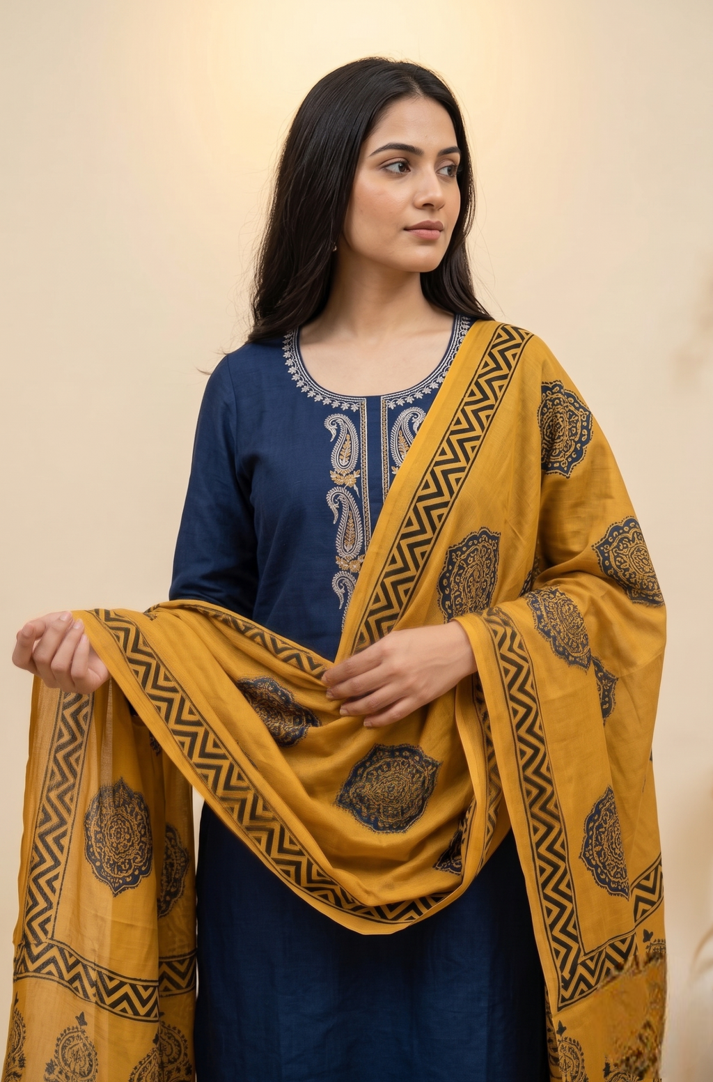 Navy Blue Silk Set