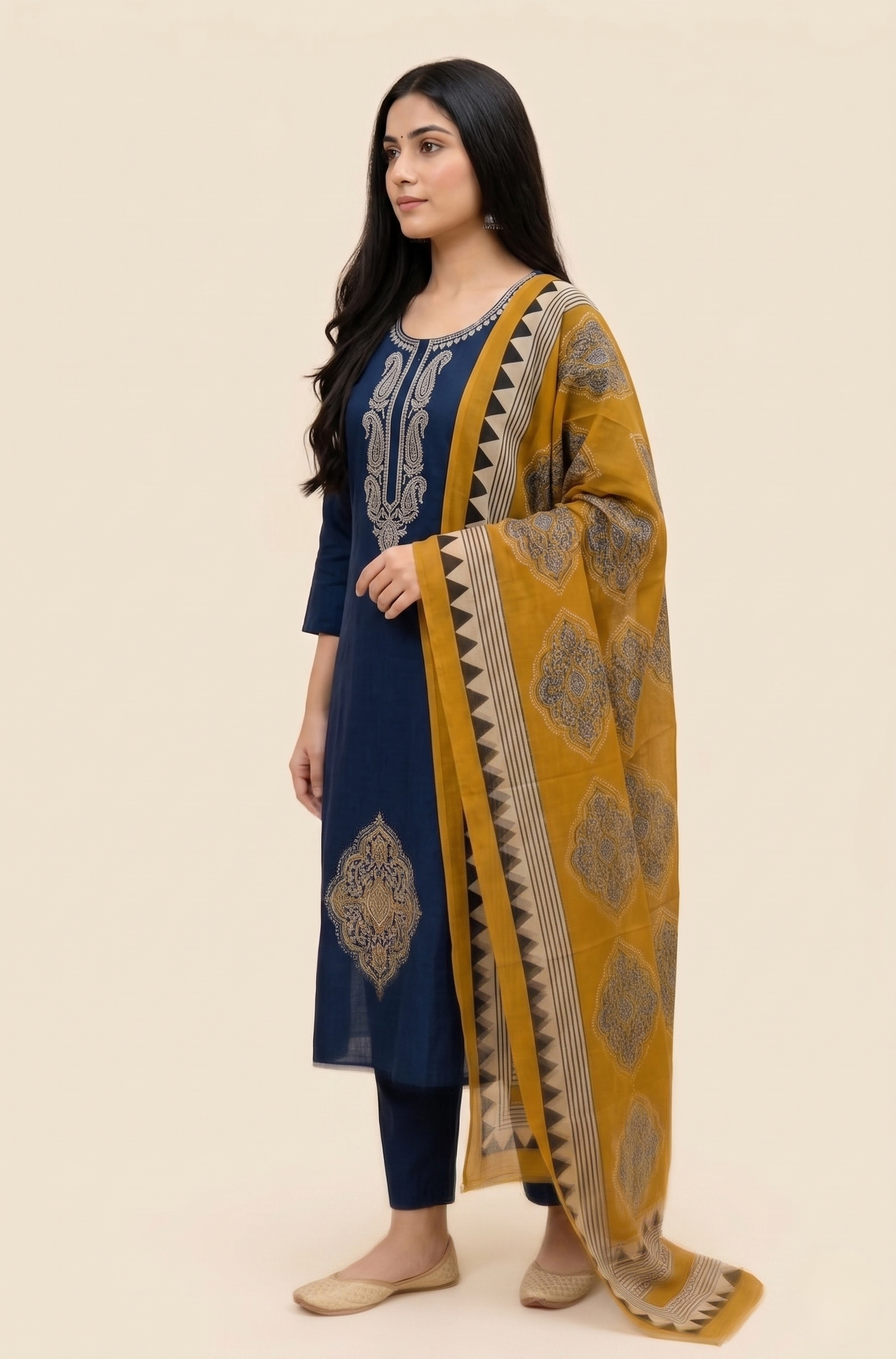 Navy Blue Silk Set