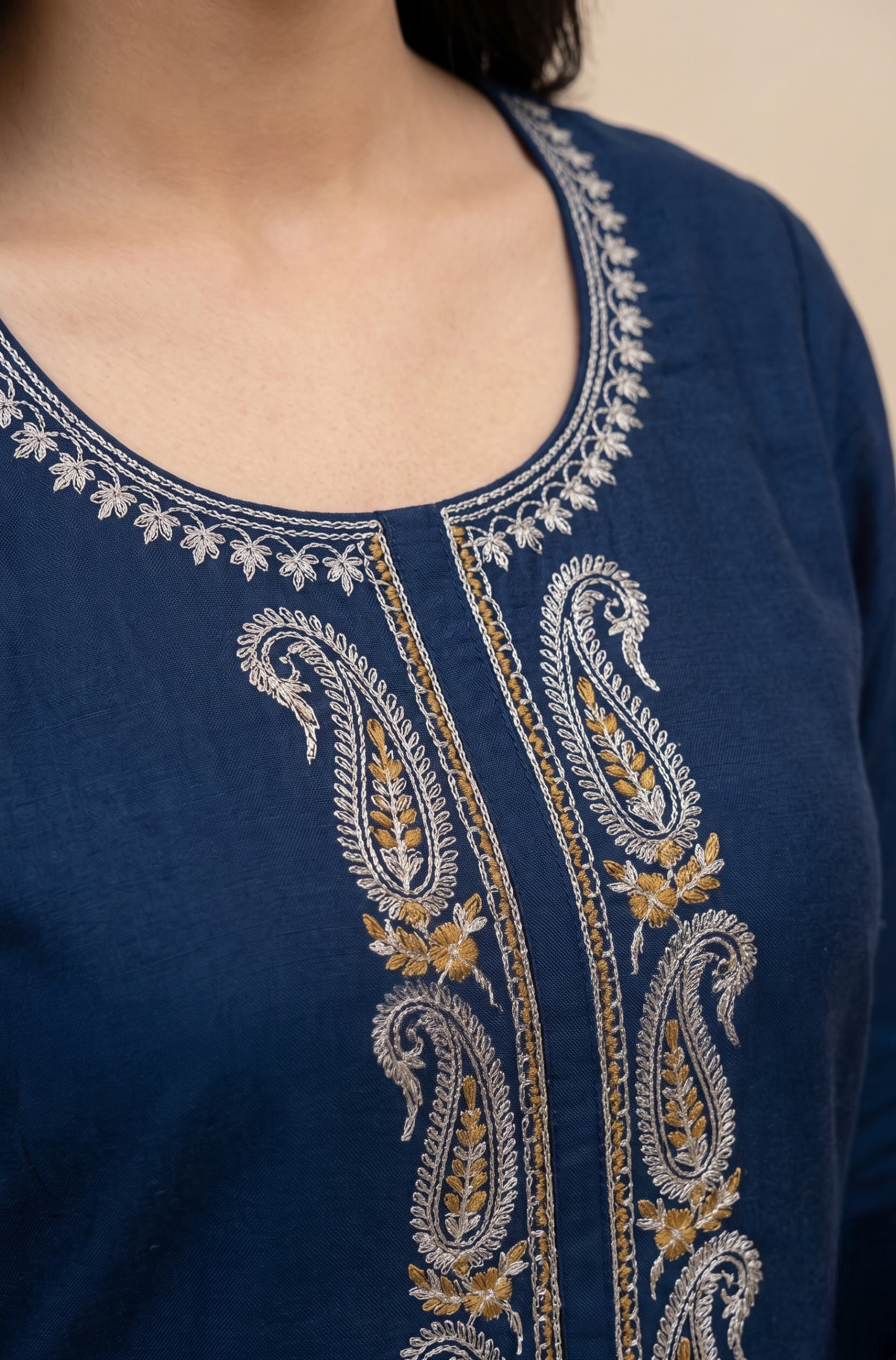 Navy Blue Silk Set