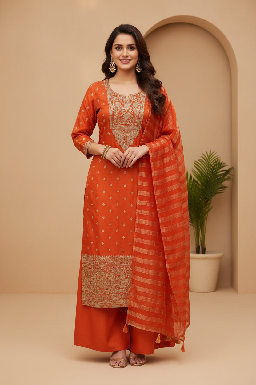 Burnt Orange Silk Set