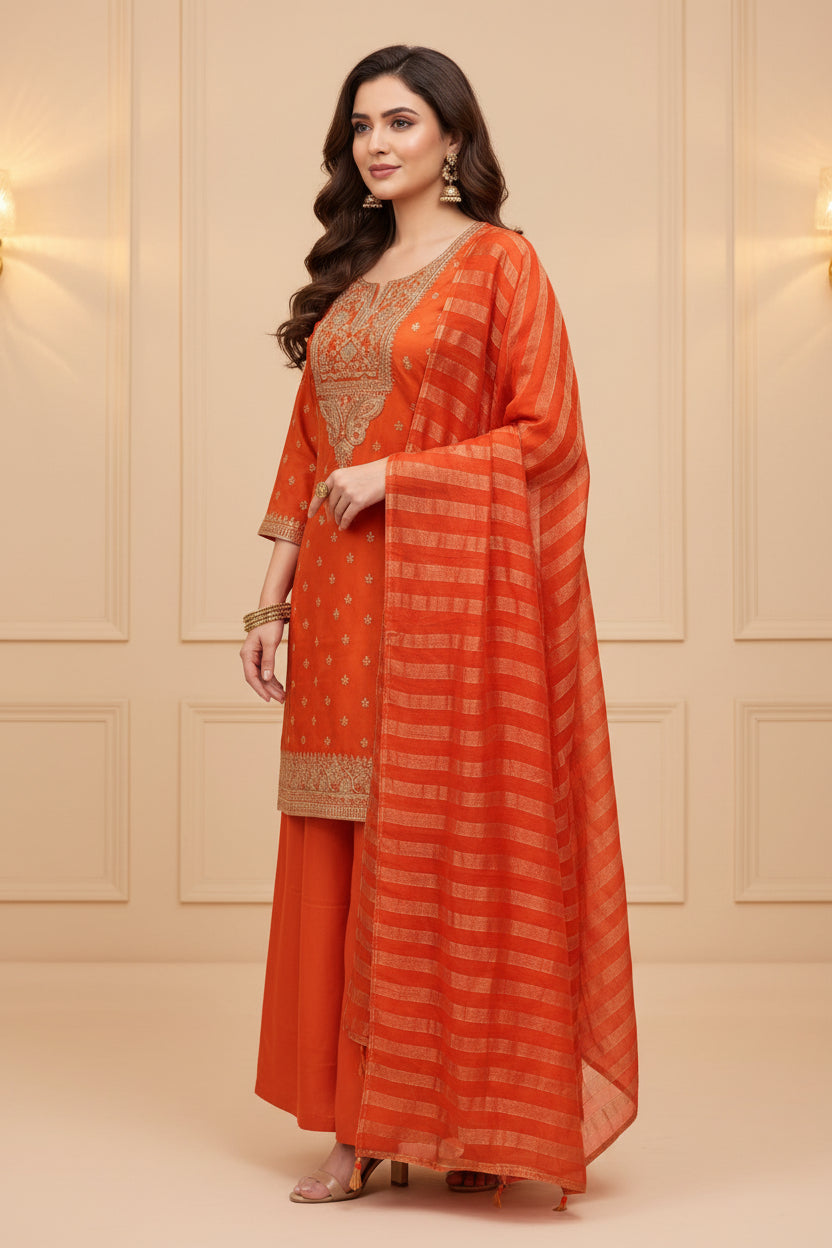 Burnt Orange Silk Set