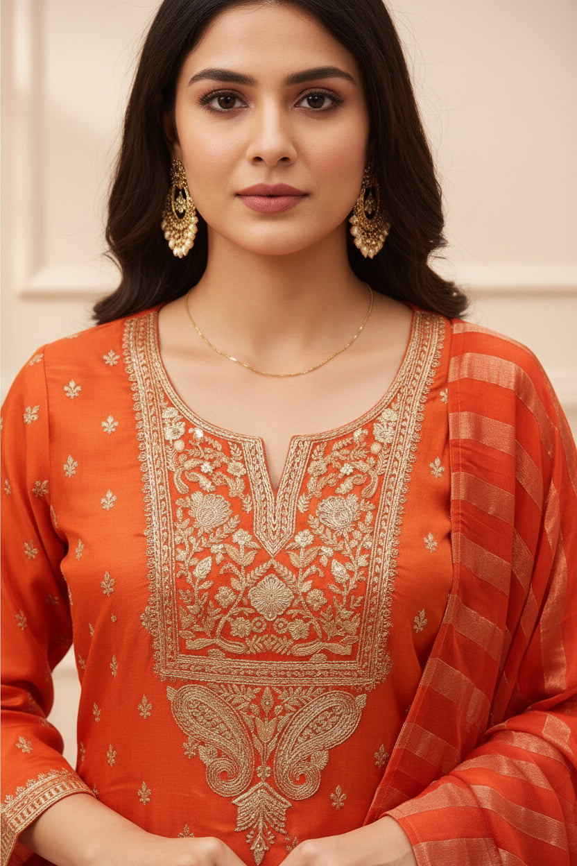 Burnt Orange Silk Set