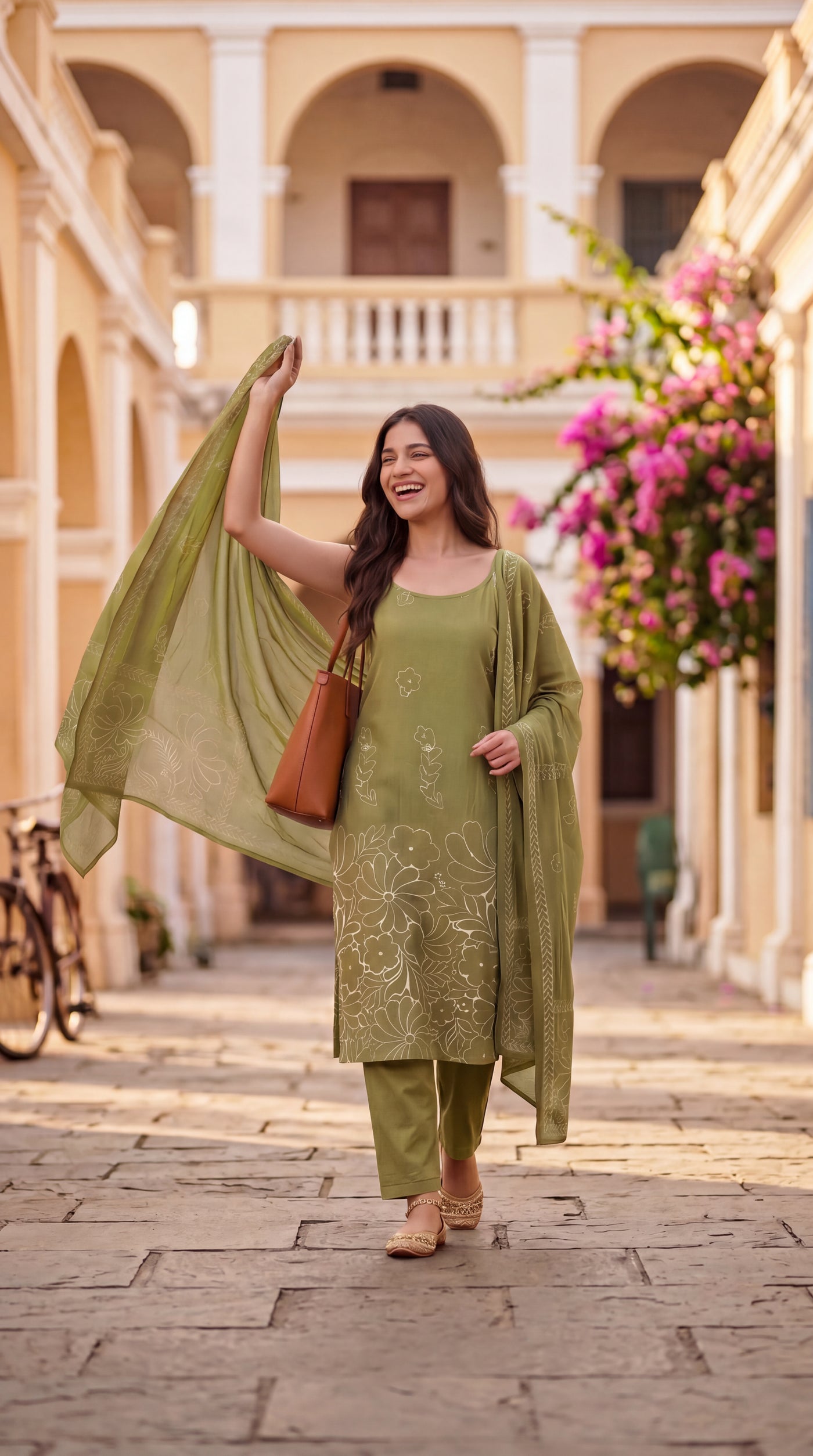 Model in a cotton kurta set — The Cotton Studio