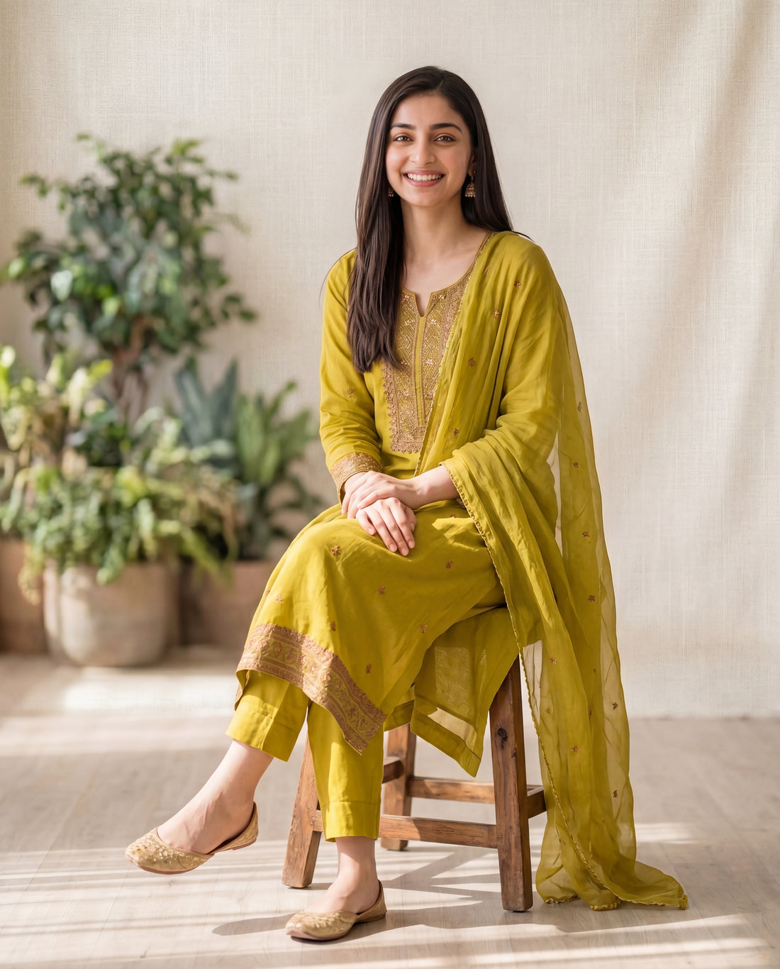 Mehendi Paisley Kurta Set