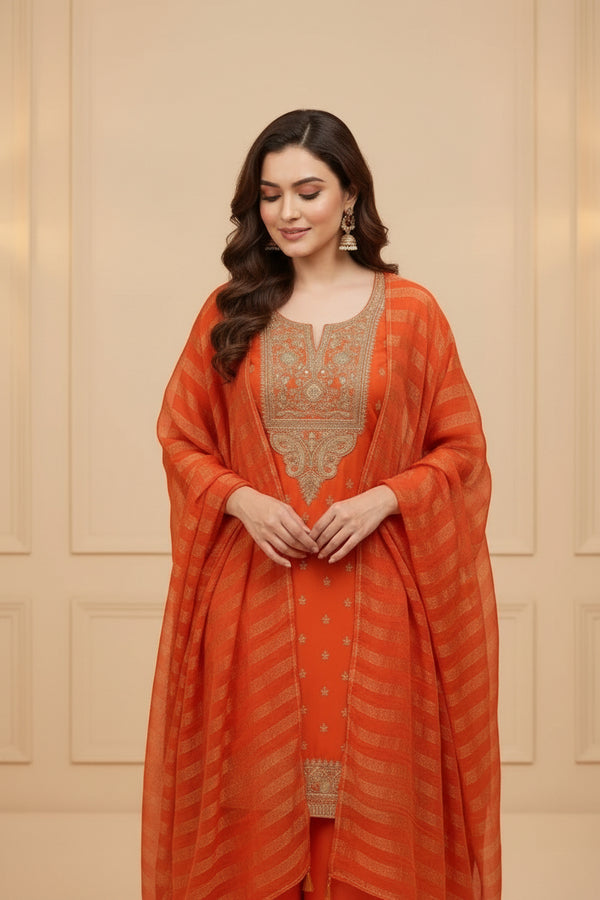 Burnt Orange Silk Set