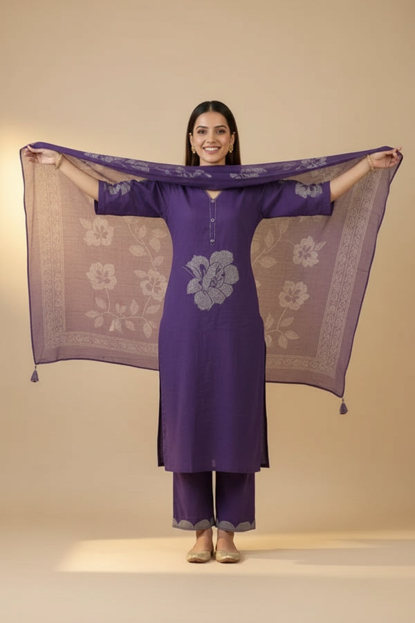 Deep Purple Embroidered Set