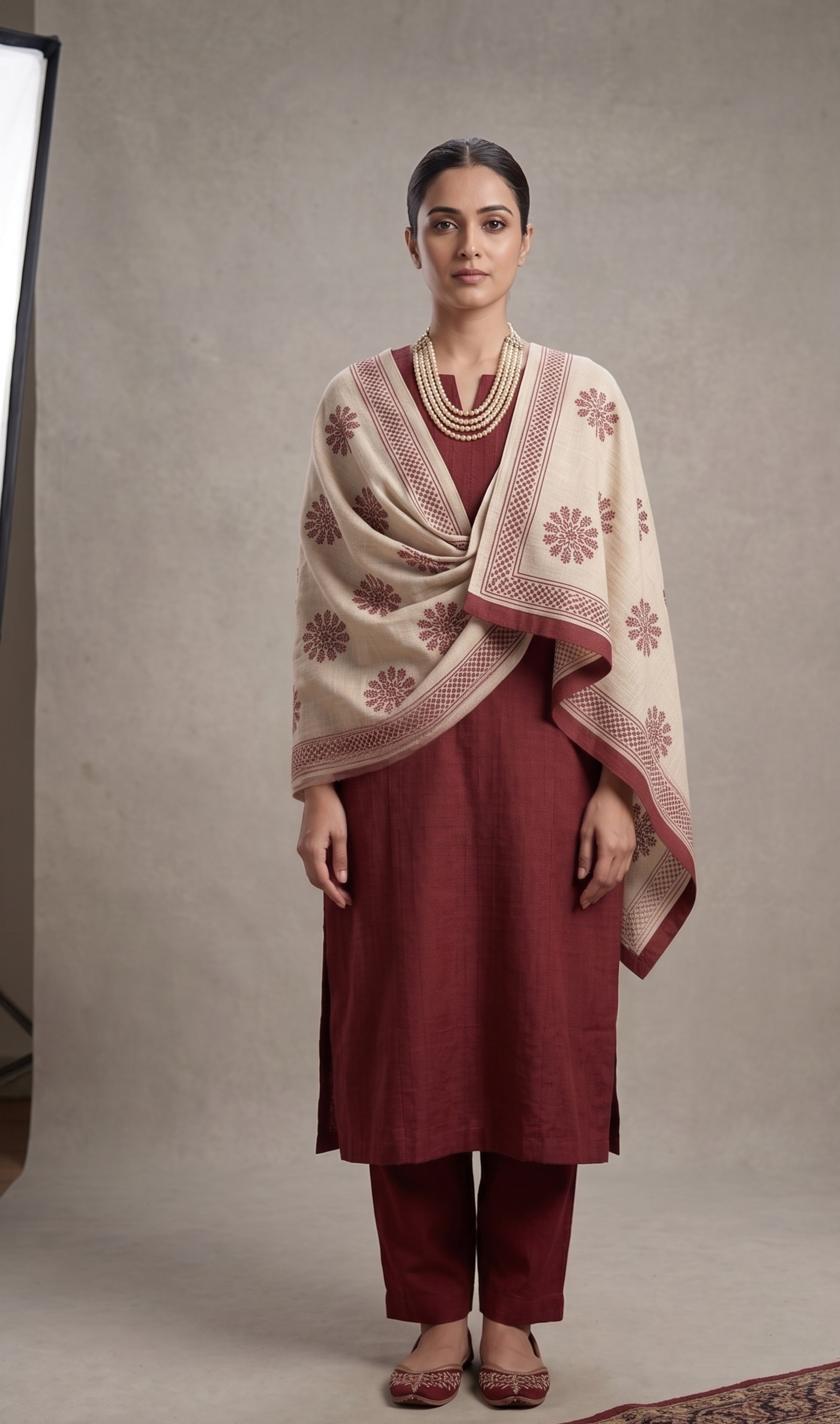 Maroon cotton kurta lifestyle model shot – The Cotton Studio festive collection